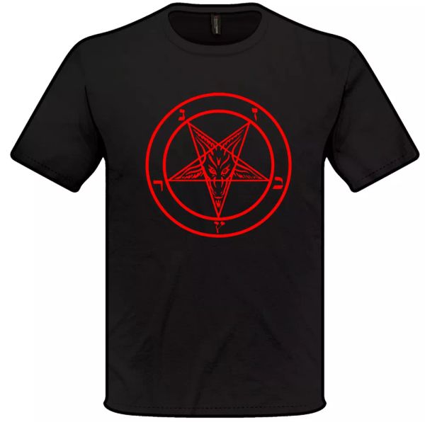 

Baphomet symbol t-shirt-satanic church goth unholy, White;black