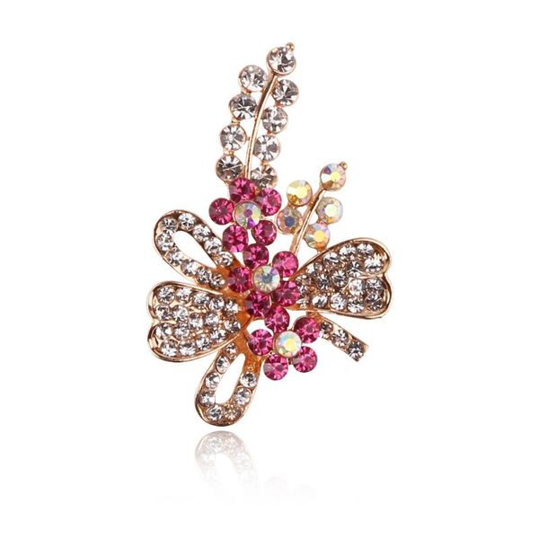 

pins, brooches 1pcs 30x48mm fashion and exquisite korean brooch rhinestone alloy plant flower corsage for women wedding dress accessories, Gray