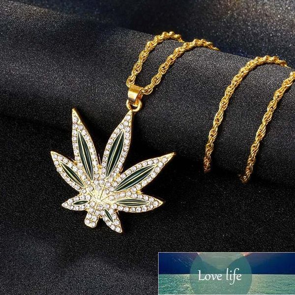 

rhinestone pendant necklace men maple leaf hemp necklaces punk hiphop gold color chains for boys male necklaces steampunk factory price expe, Silver