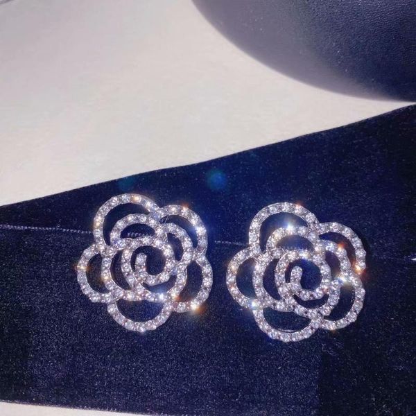 

dangle & chandelier stud earrings for women exquisite rhinestone flower gift fashion jewelry, Silver