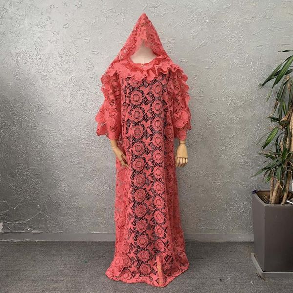 

ethnic clothing style africa women's dashiki fashion abaya stylish tulle lace fabrics loose long dress size white, Red