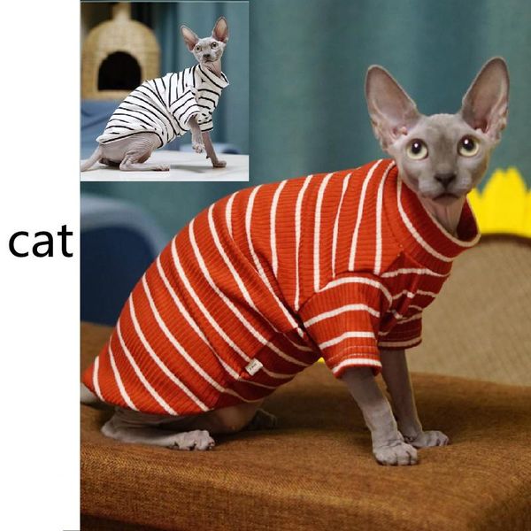 

cat costumes hairless clothes warm bottoming shirt sphynx hair german cotton striped sweater accessories