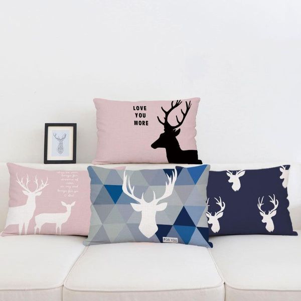 

cushion/decorative pillow simple nordic geometric elk long sofa linen cover 12x20in car and office short plush cushion 30x50cm home decore