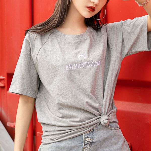 

T-shirt New summer short sleeve Korean loose cotton T-shirt long net red women's top, White