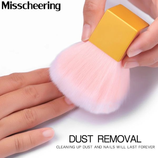 

high qualit cleaning dust square gold metal handle nail art care manicure pedicure soft small angle clean brush tool