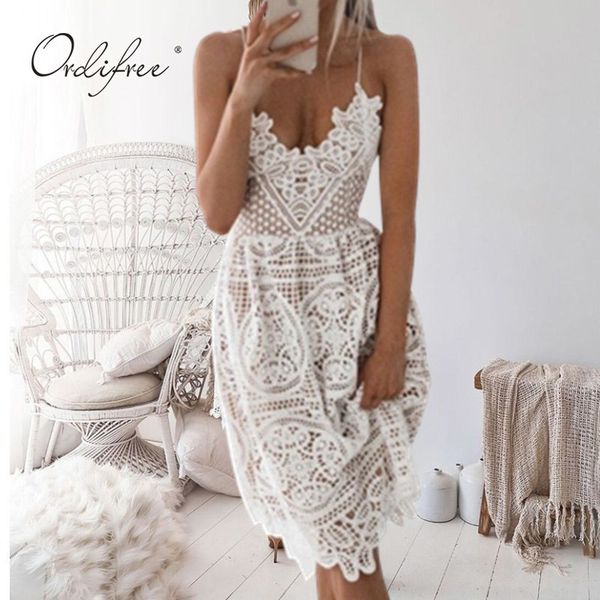 

summer women elegant party spaghetti strap lace up backless dress 210415, Black;gray