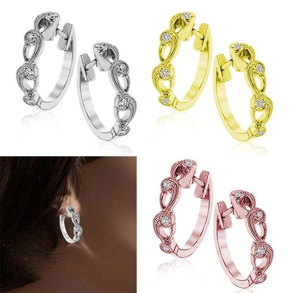 

clip-on & screw back delicate gold hollow tonghua jewelry lady engagement wedding gift earring ear clip, Silver