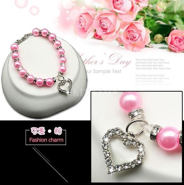 

dog collars & leashes 100pcs/lot fashion pearls pendant necklace collar rhinestones heart charm pet puppy jewelry