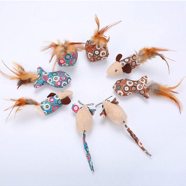 

cat toys 4pcs/lot catnip mouse fish ball feather toy teaser interactive