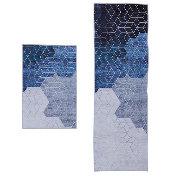 

carpets 2pcs water absorption bath mat rug non-slip floor for bathroom (blue)