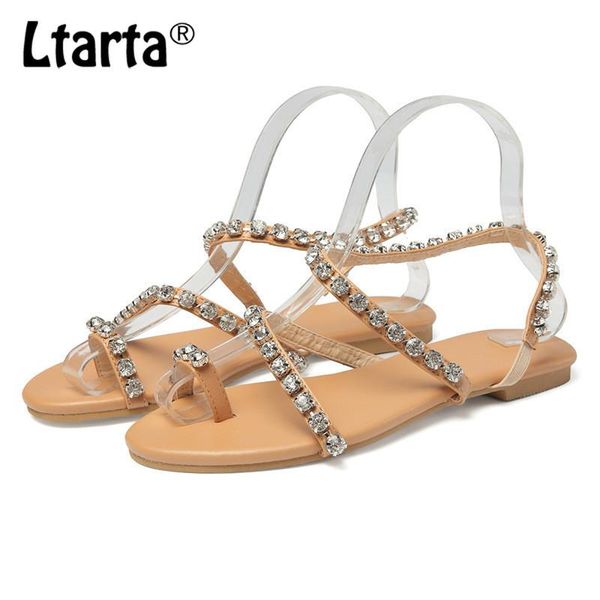 

large size roman pearl women sandals fashion summer diamond flat casual beach open toe cgb, Black