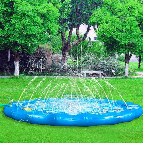 170 cm Kinder Sprinkler Pad Matte Kinder Sommer Outdoor Wasser Splash Spielmatte Rasen Aufblasbare Sprinkler Kissen Spielzeug 210724