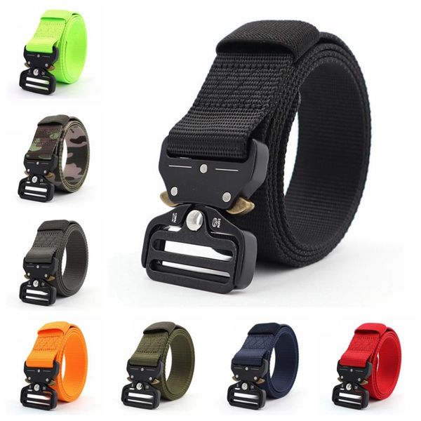 

belts men for army military tactical nylon belt quick release buckle metal adjustable man outdoor waist 48 inch 3.8cm wide, Black;brown