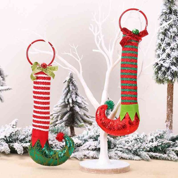 

new christmas decorations foot iron bell home fairy boots door ring hanging ornament