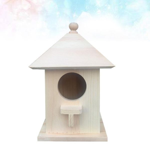 

bird cages 1pc hanging house feeding tool wooden shaped nest feeder cage