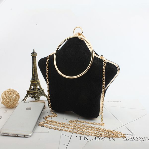 

fashion evening bag dinner round iron ring portable large capacity dress high grade velvet five pointed star