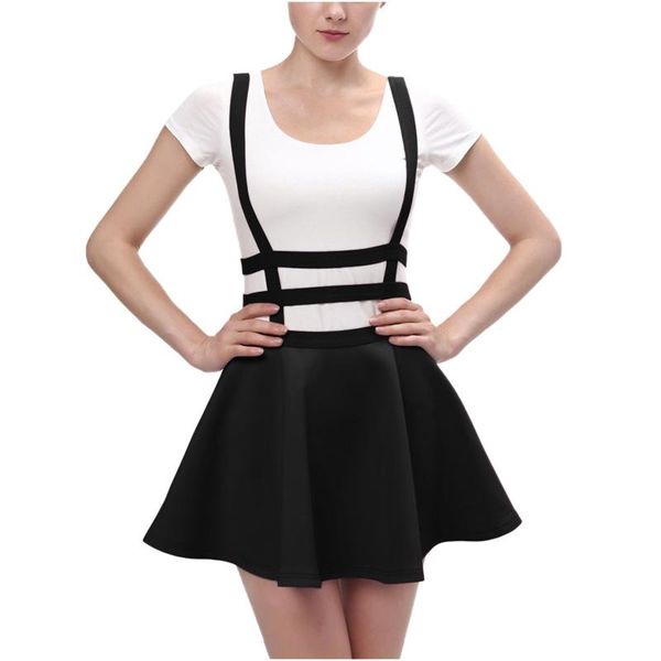 

casual dresses women's pleated dress elastic waist fashion a-line suspender brace black woman party night, Black;gray