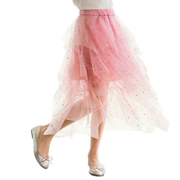 

skirts summer fashion shine irregular sequin cupcake long skirt age for 4-16 yrs teenage girl back to school clothes star vintage, Blue