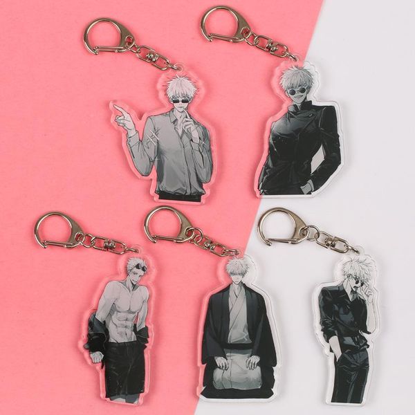 

keychains keychain woman jujutsu kaisen key chain men pendant ring elegant holder jewelry acrylic for pants llaveros, Silver