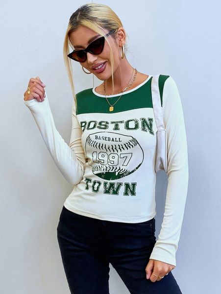 

contrast panel letter graphic tee e9gs#, White