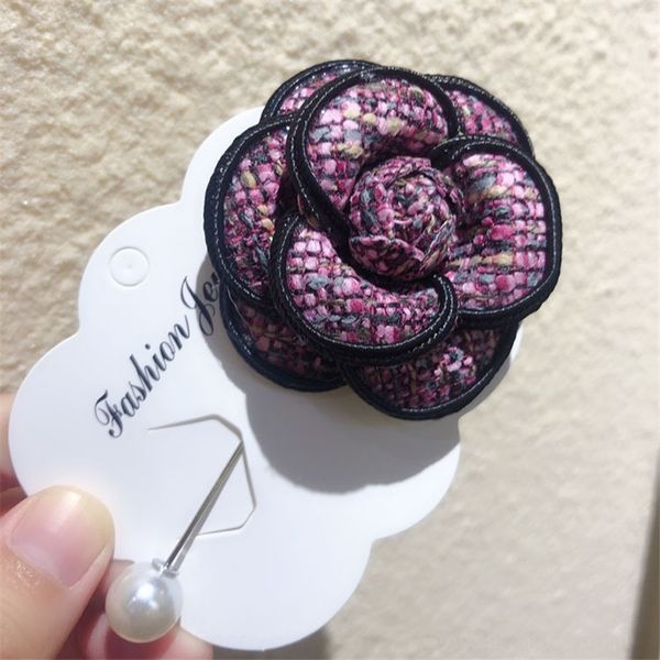 

LOF autumn pins court camellia corset luxury temperament brooches handmade winter women's wear winter women's wear big flower cloth handmad, Gray