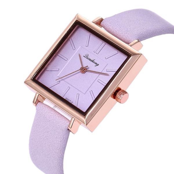 

wristwatches brand fashion women dress ladies quartz clock watch square glass contracted leather crystal, Slivery;brown