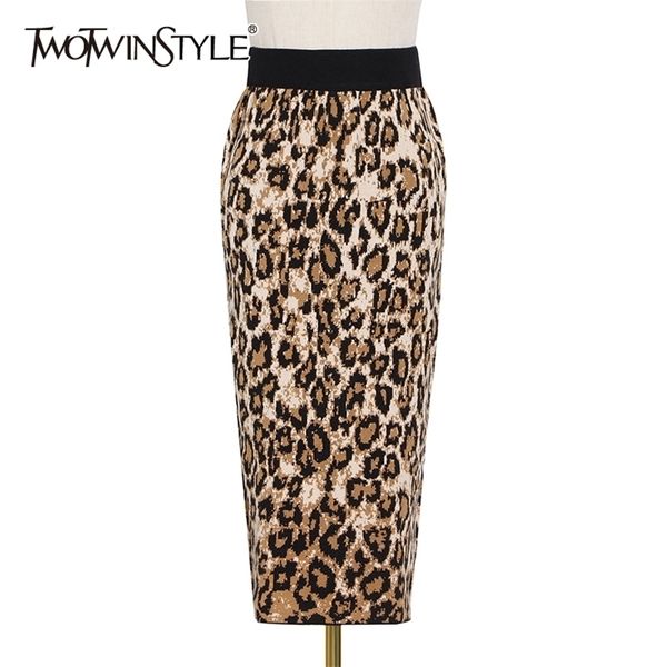 Printed leopardo midi saia para mulheres cintura alta uma linha sexy bodycon saias feminino moda estilo estilo 210521