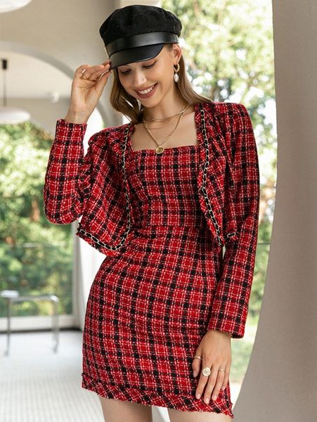 

simplee plaid raw trim crop overcoat d9vx#, Black