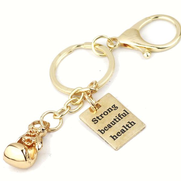 

keychains gym fitness stainless steel golden boxing gloves pendant hip hop sports key chains jewelry, Silver