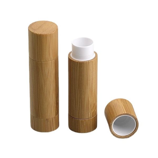 

storage bottles & jars 5ml/g empty natural bamboo lip container lipstick tube diy round cosmetic gloss bottle makeup stick pipe shell