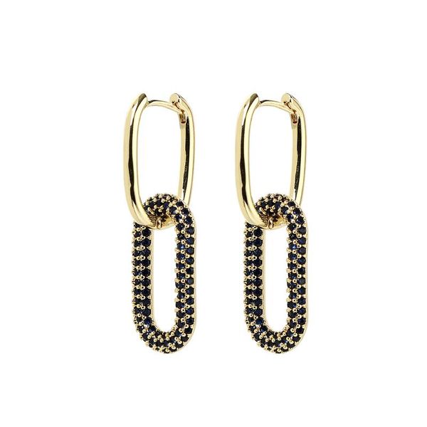 

hoop & huggie one pair earrings women cz jewelry gold /silver color rectangle earring hoops for party birthday gifts rainbow, Golden;silver
