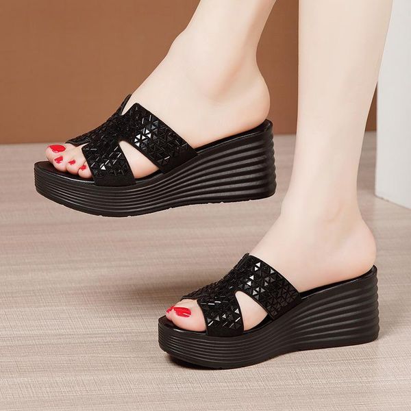 

sandals wedges heel high for women summer peep toe black ladies