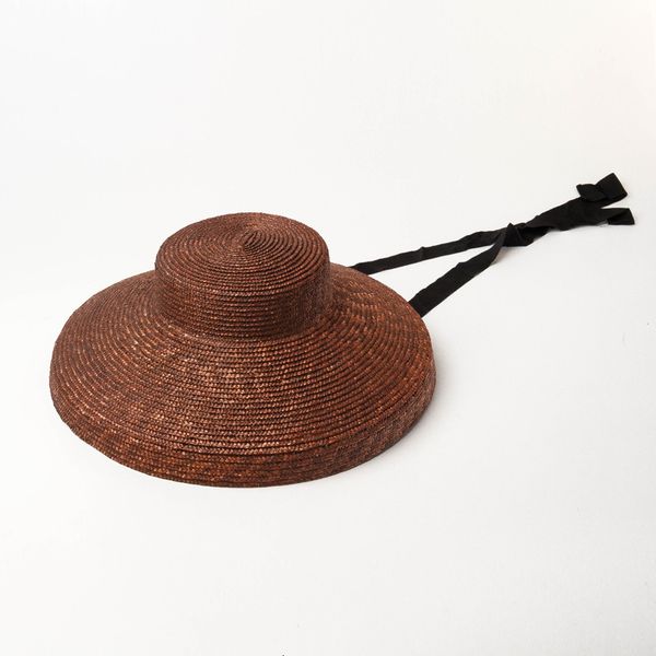 

fashion big hat spring and summer straw with flat brim, Blue;gray