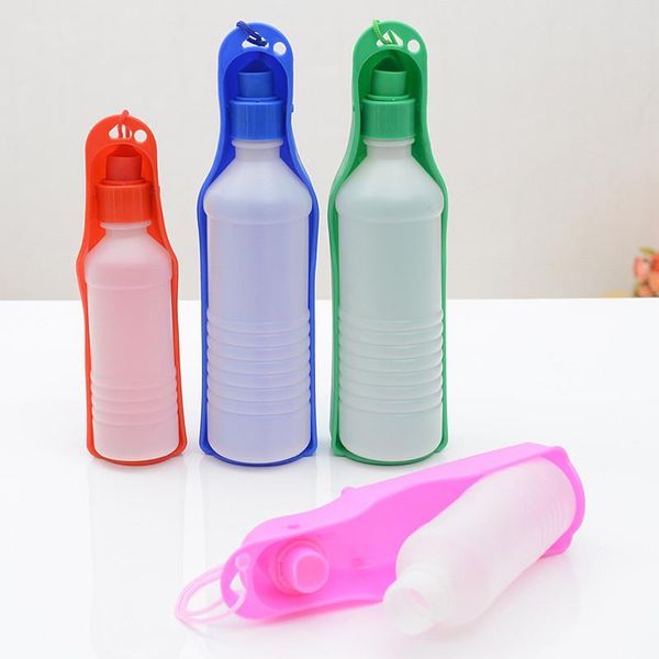 

dog bowls & feeders drinking bottle 250/500ml portable folding for pet travel drinker water dogs safety plastic hf83025
