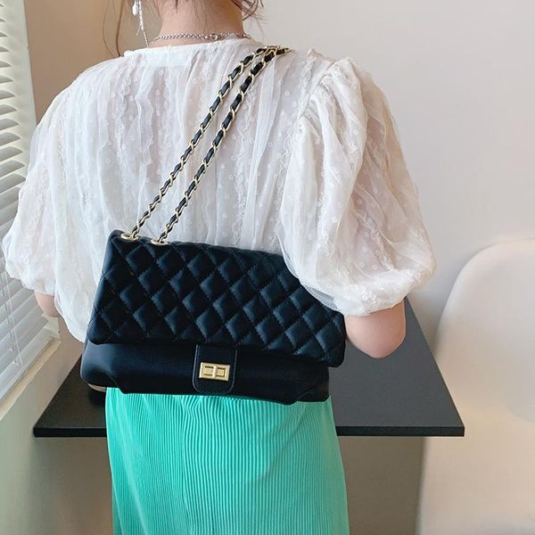 

evening bags high-quality ladies rhombic western style chain shoulder bag 2021 fashion lock solid color korean crossbody