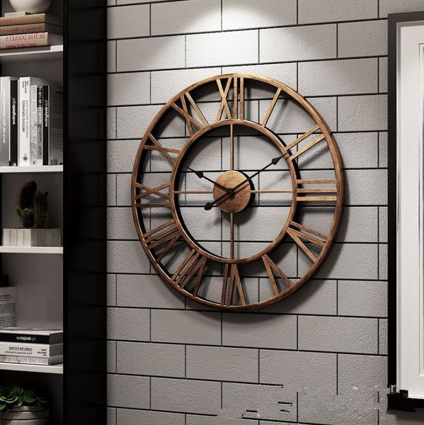 

wall clocks extra large vintage style statement metal clock country - golden color