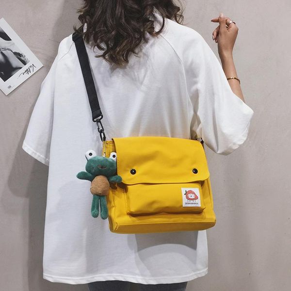 

canvas bag female 2021 small fresh and lovely student shoulder simple versatile messenger cross body