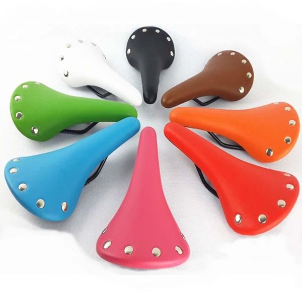 

vintage bicycle saddle pu leather mtb road bike rivet seat cushion single speed fixie brown blue cover bc0020 saddles