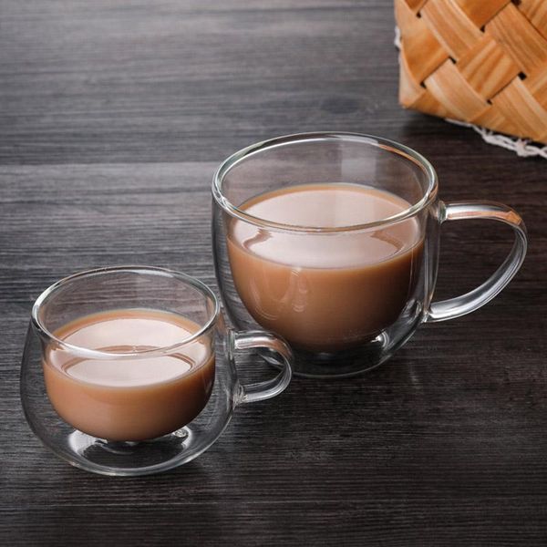 

150ml/250ml double-layer thermal glass cup heat resistant tea coffee milk drinking insulation mug drinkware mugs
