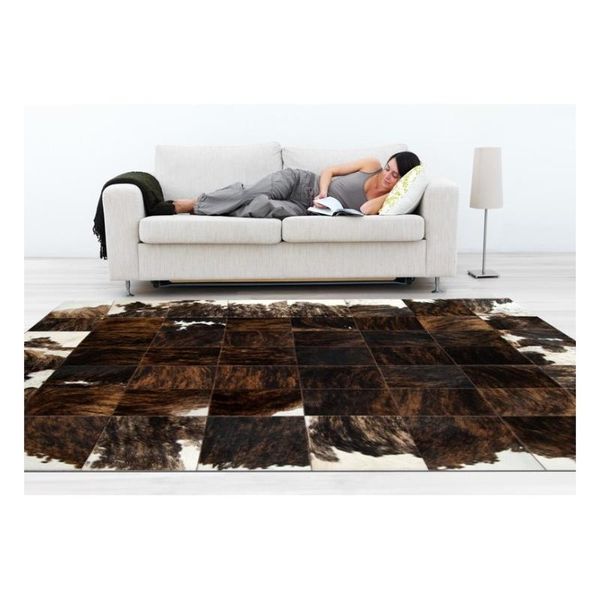 

deep brindled swirls over duo-tone brown and white leather tiles natural cowhide patchwork rug carpet rf-b06 carpets