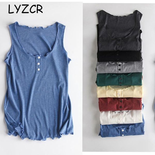 

women's tanks & camis summer knitted tank women button sleeveless blouse for o neck ladies female, White