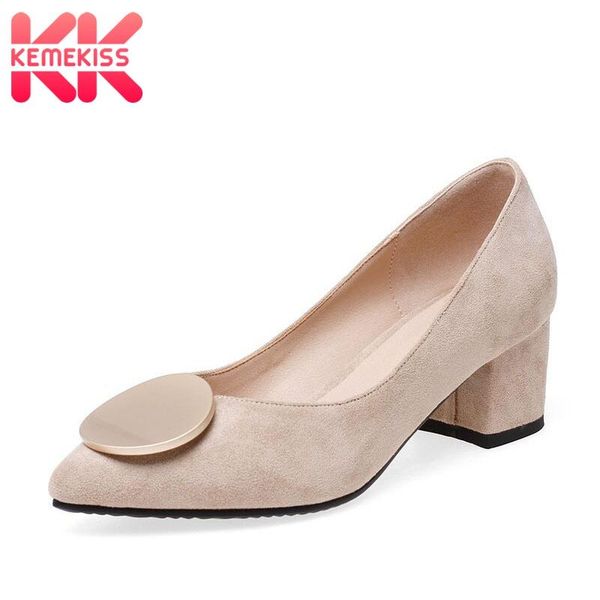 

dress shoes kemekiss suede leather women pumps spring office ladies high heel pointed toe work dating size 30-43, Black
