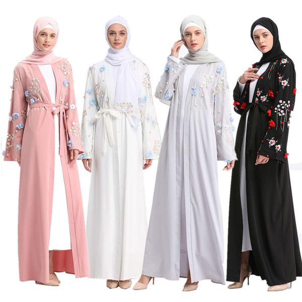

islam clothing open abaya dubai floral muslim fashion kimono cardigan hijab dress abayas for women caftan marocain robe femme, Red