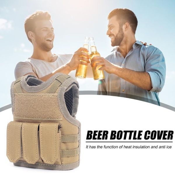 

cooler adjustable beverage drink cover mini vests cocktail wine christmas beer bottle molle accessories hunting jackets, Camo;black