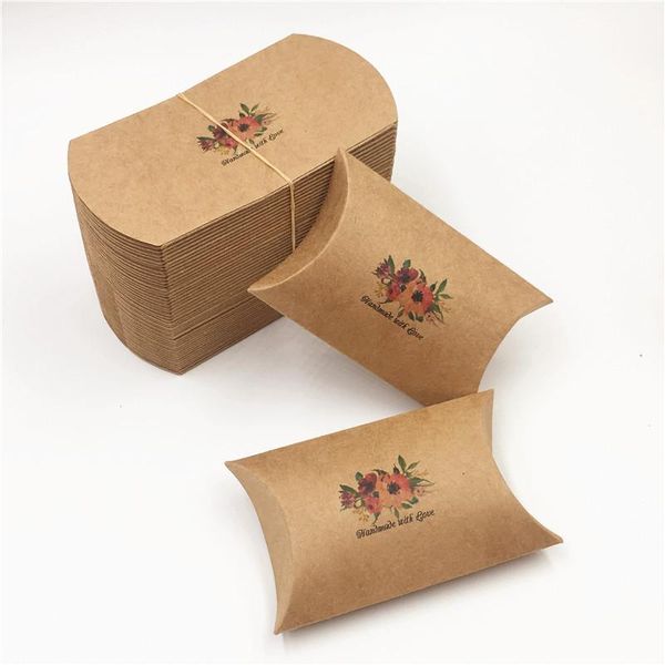 

gift wrap 30pcs/lot colorful bike heart flower pattern kraft paper pillow boxes for chocolate gifts packaging handcraft diy