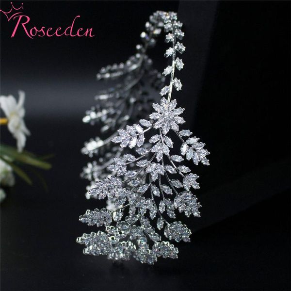 

romantic flexible full cubic zircon wedding tiara headband cz bridal bridesmaids headdress hair accessories re4189 clips & barrettes, Golden;silver
