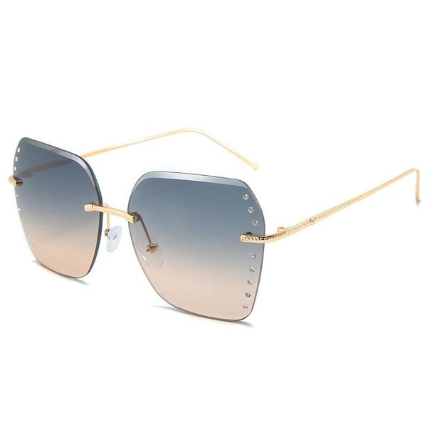 

mirrors women's square big frame trimmed point diamond sunglasses