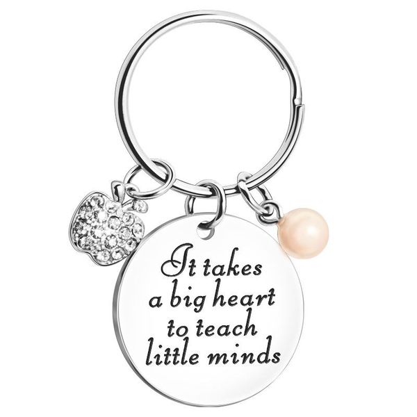 

keychains stainless steel keychain inspirational gift for teacher tag key chains handmade round card lettering keyring thanksgiving, Silver