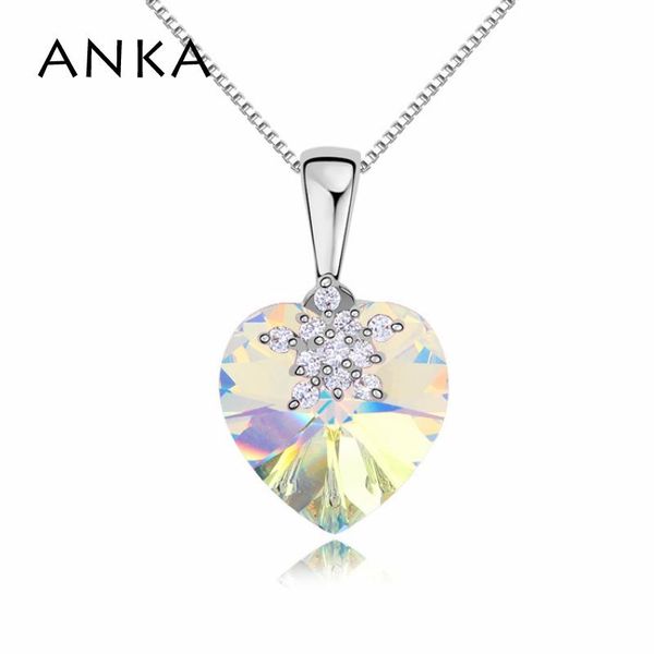 

pendant necklaces anka real collares collar valentine's day flower and crystal necklace main stone crystals from austria #101809, Silver