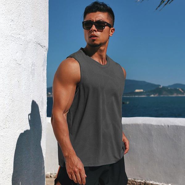 

muscle fitness vest men's summer outdoor marathon training running basketball sports leisure quick-drying breathable shirt jerseys, Black;blue